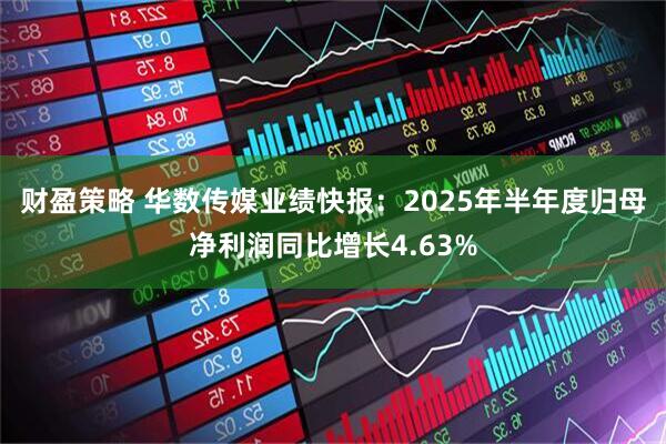 财盈策略 华数传媒业绩快报：2025年半年度归母净利润同比增长4.63%